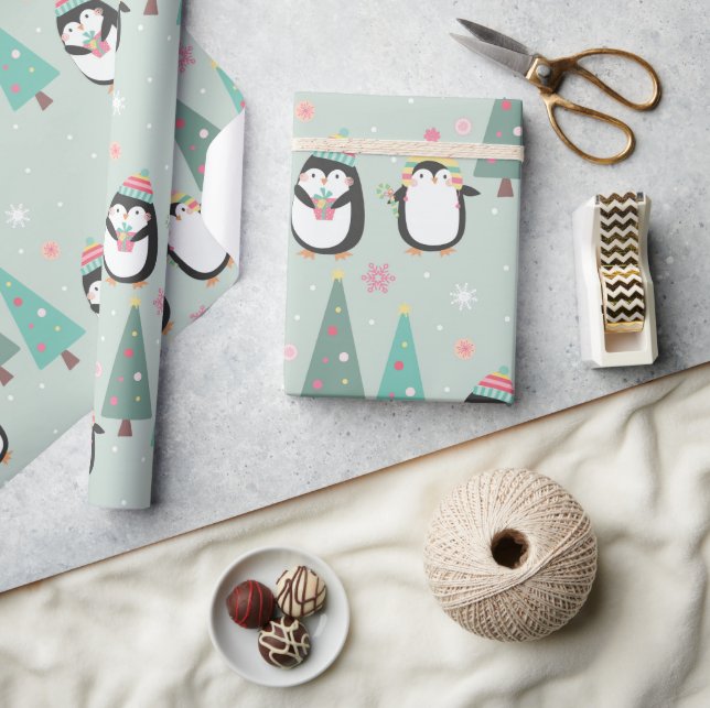 Cute Christmas Penguins Wrapping Paper (Crafts)