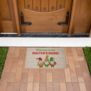 Cute Christmas Personalized Fiber Doormat