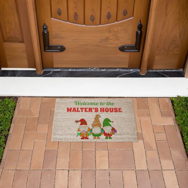 Cute Christmas Personalized Fiber Doormat (Insitu (Outdoor))