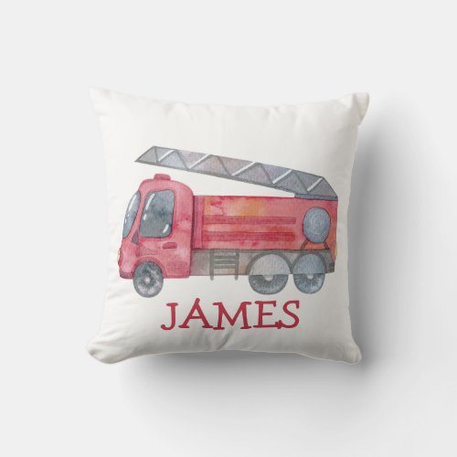 Cute Christmas personalized fire truck Throw Pillow