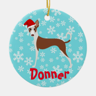 Cute Christmas Personalized Ibizan hound Ceramic Ornament