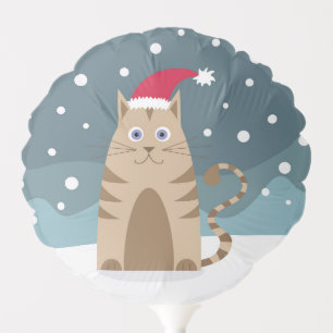 Cute christmas pet animal, funny cat in snowflakes balloon