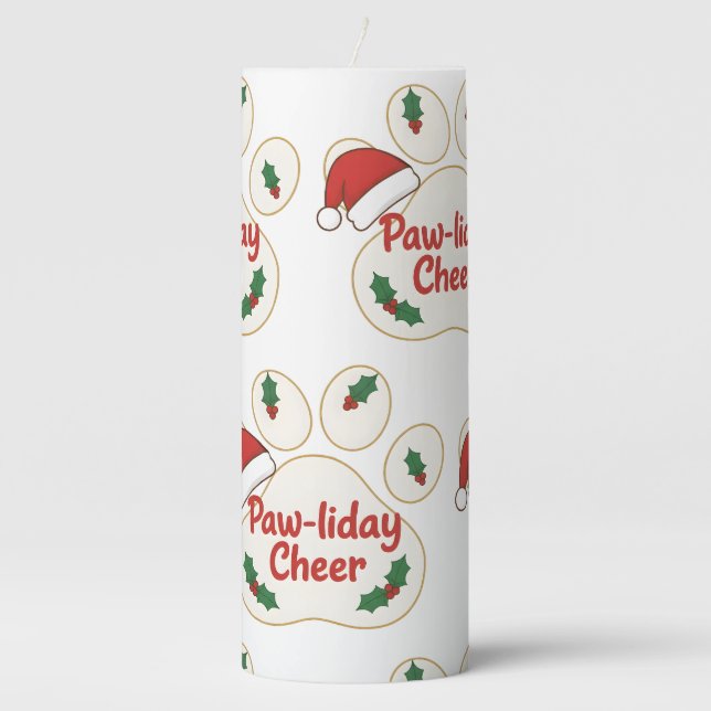 Cute Christmas Pet Paw Pillar Candle (Front)