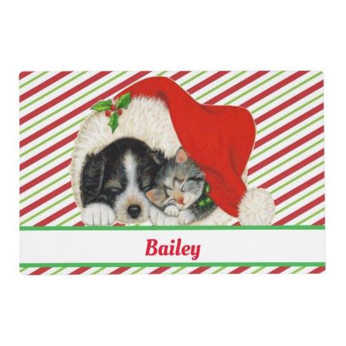 Cute Christmas Pets  Custom Laminated Placemat