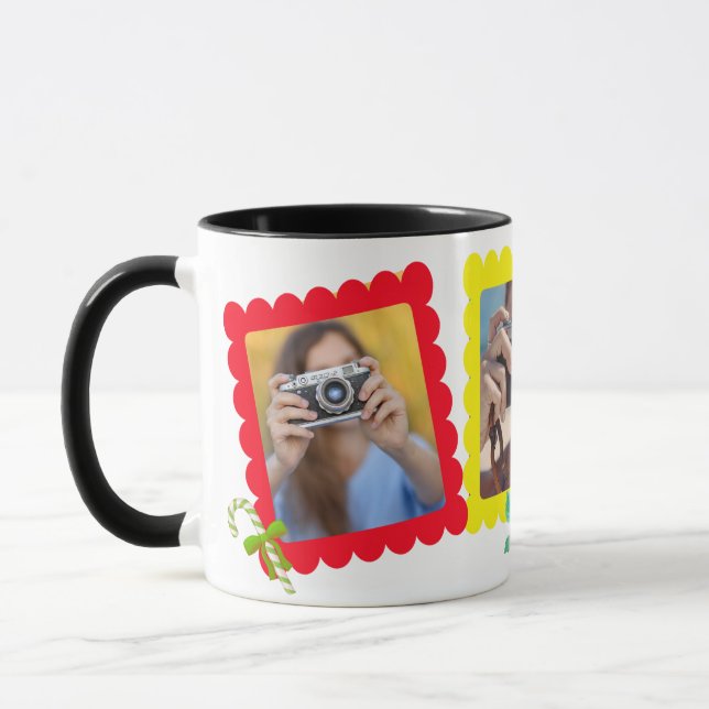 Cute Christmas Photo Gift Mug - 3 Custom Photos! (Left)