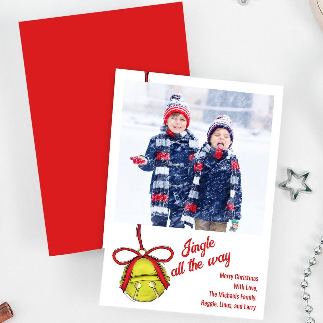Cute Christmas Photo Jingle Bells Holiday Card (A digital download is also available. )