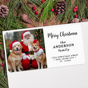 Cute Christmas Photo Modern Simple Return Address Label