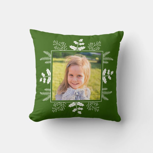 Cute Christmas Photo Throw Pillow (Front)