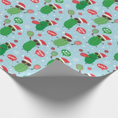 Cute Christmas Pickles on light blue Wrapping Paper