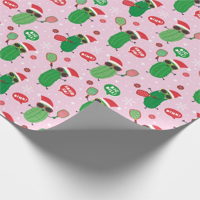 Cute Christmas Pickles on light pink Wrapping Paper (Corner)
