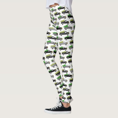 Cute Christmas Pickup Trucks Trees Holidays Xmas Leggings