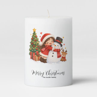 Cute Christmas Pillar Candle