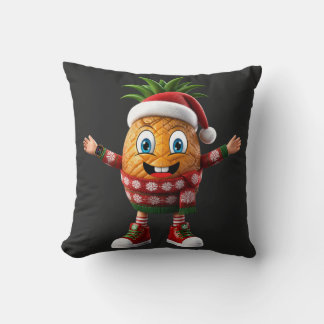 Cute Christmas Pineapple Cartoon Shirt Throw Pillow