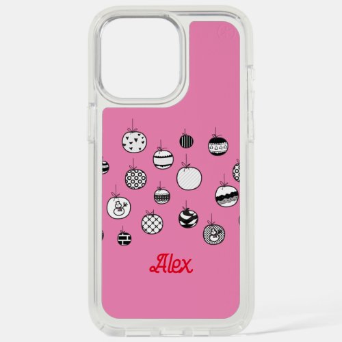 Cute Christmas Pink Black and White iPhone 15 Pro Max Case