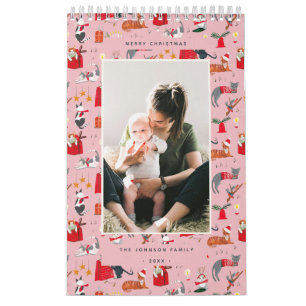 Cute Christmas pink Cat Kitten Lover Holiday Calendar