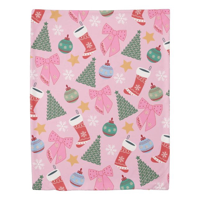 Cute Christmas Pink Duvet Cover (Front)