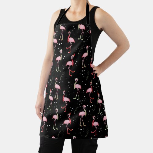 Cute Christmas pink flamingo pattern Apron