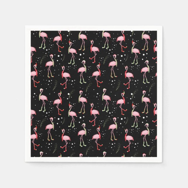 Cute Christmas pink flamingo pattern Napkins (Front)