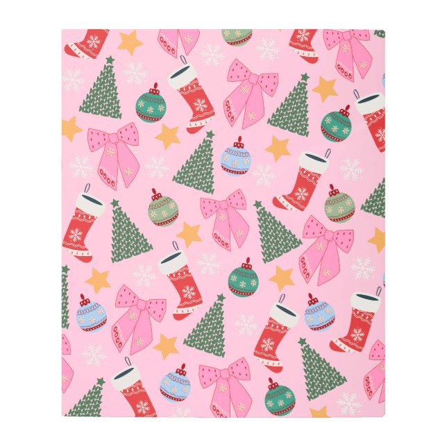 Cute Christmas Pink Metal Print (Front)