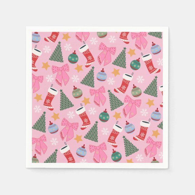 Cute Christmas Pink Napkins (Front)