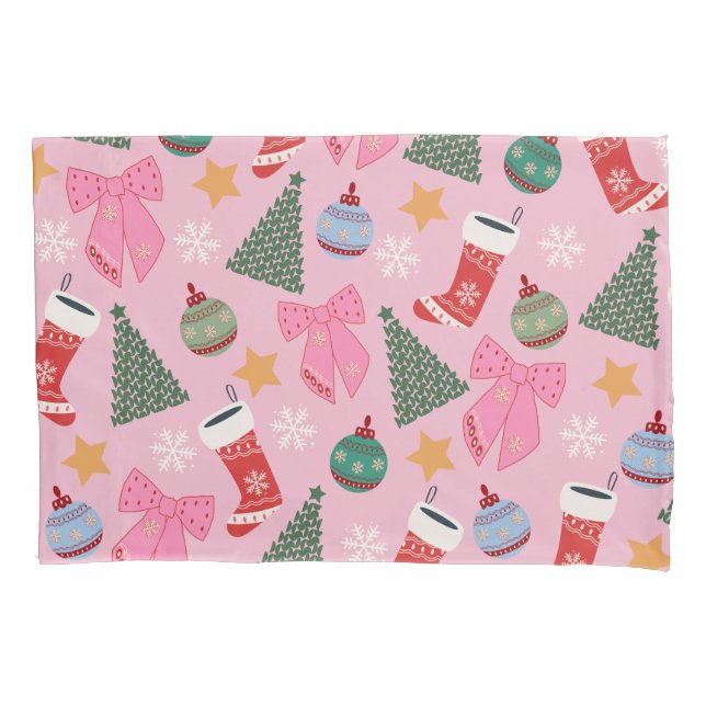 Cute Christmas Pink Pillow Case (Front)