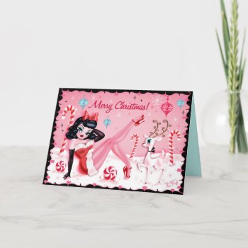 Cute Christmas Pinup Doll Cards By Miss Fluff by FluffShop at Zazzle