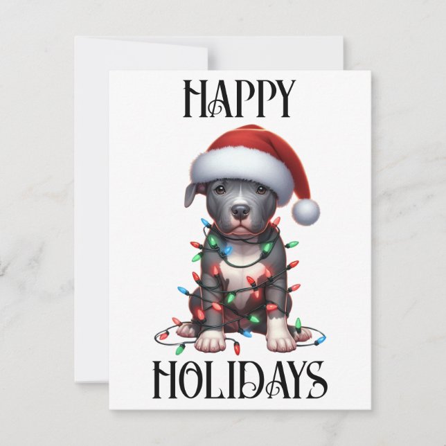 Cute Christmas Pitbull Holiday Card (Front)
