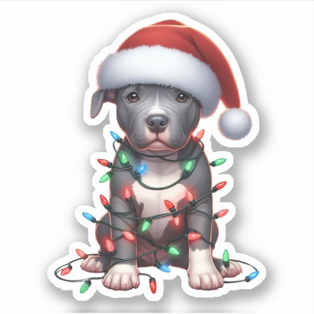 Cute Christmas Pitbull  Sticker (Front)