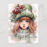 Cute Christmas Pixie Holiday Postcard