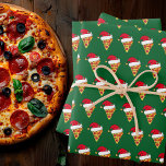 Cute Christmas Pizza Slices in Santa Hats Green Wrapping Paper Sheets<br><div class="desc">Funny pizza lover Christmas wrapping paper for an Italian restaurant. Cute pepperoni slices with a hilarious Santa Claus hat in a fun green holiday food pattern.</div>