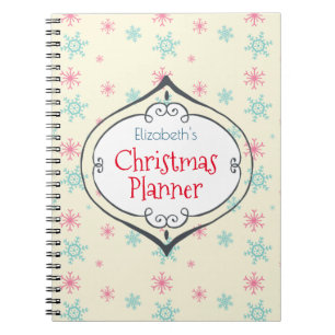 Cute Christmas Planner With Snowflakes Custom Notebook