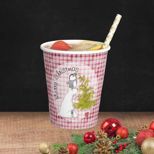 Cute Christmas Polar Bear And Penguin Christmas  Paper Cups