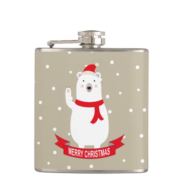 Cute Christmas Polar Bear Flask (Front)