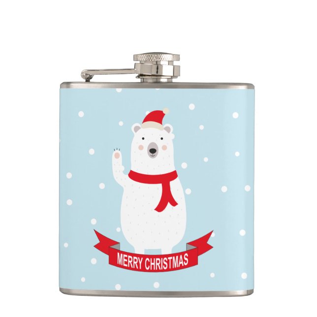 Cute Christmas Polar Bear Flask (Front)