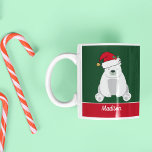 Cute Christmas Polar Bear in Santa Hat Custom Kids Coffee Mug<br><div class="desc">Cute polar bear Christmas kids mug. This pretty animal looks very cute in a holiday red Santa hat with a little smile. Customize this gift with your child's monogram.</div>