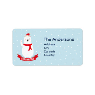 Cute Christmas Polar Bear Label
