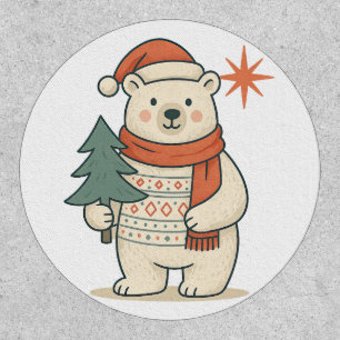 Cute Christmas Polar Bear Patch   Scandinavian 