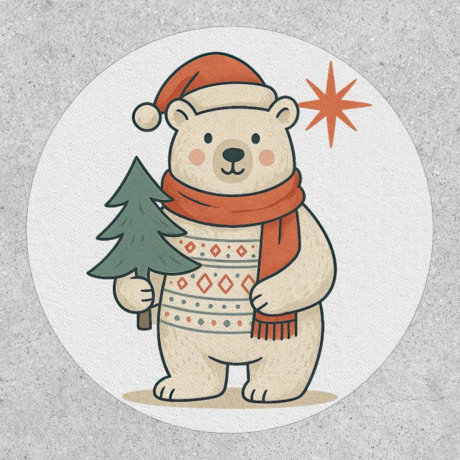 Cute Christmas Polar Bear Patch | Scandinavian  (Front)