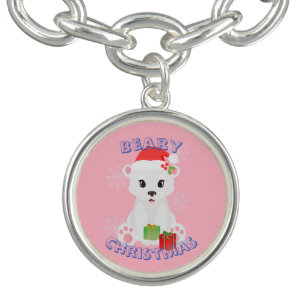 Cute Christmas Polar Bear Santa with Gifts Bracelet