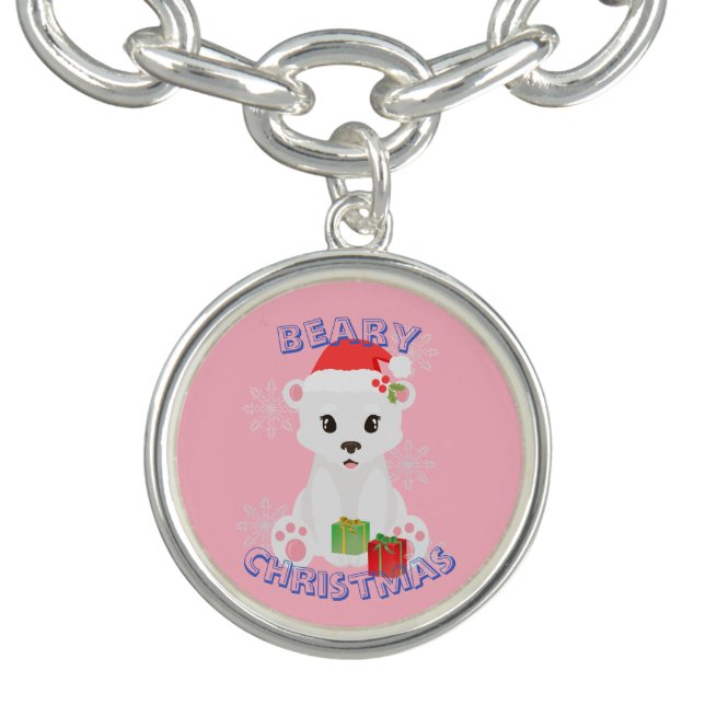 Cute Christmas Polar Bear Santa with Gifts  Bracelet (Design)