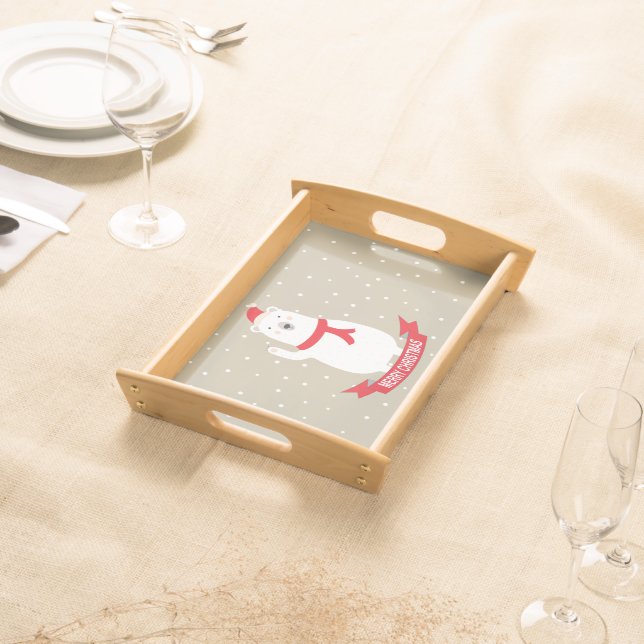 Cute Christmas Polar Bear Serving Tray (Front)