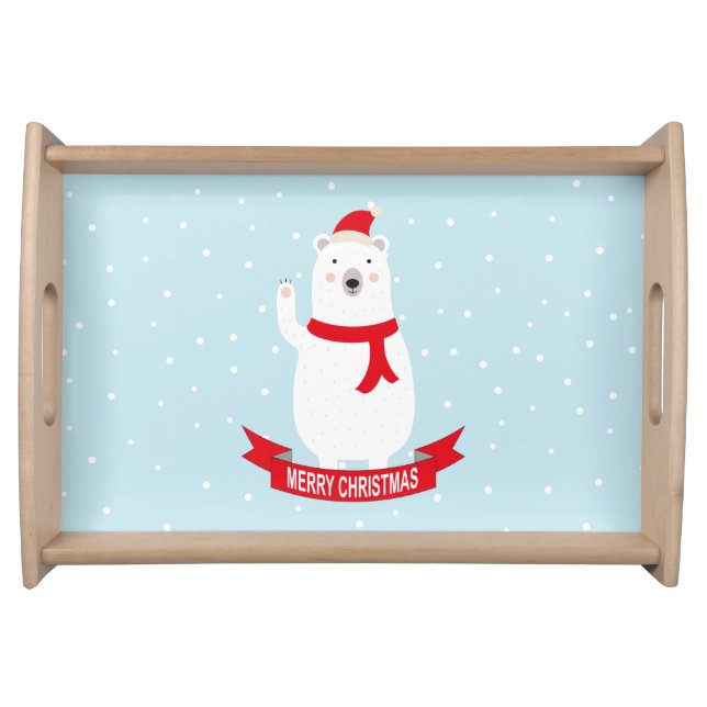 Cute Christmas Polar Bear Serving Tray (Front)