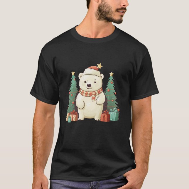 Cute Christmas Polar Bear T-Shirt (Front)