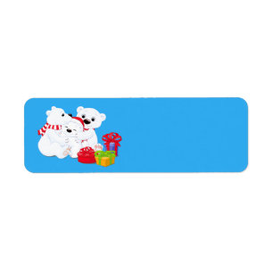 Cute Christmas Polar Bears Label