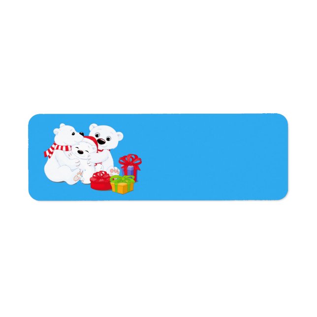 Cute Christmas Polar Bears Label (Front)