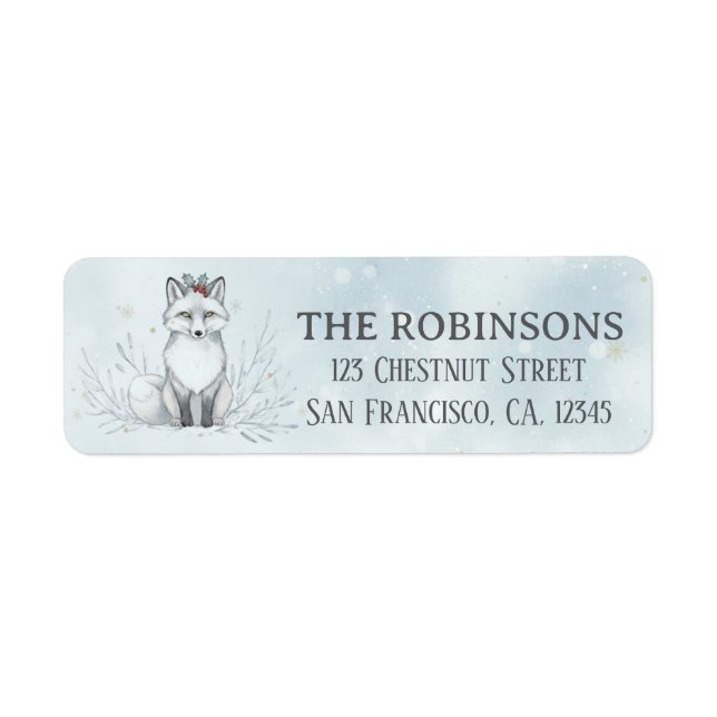 Cute Christmas Polar Fox Custom Christmas Label (Front)