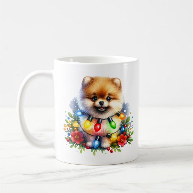 Cute Christmas Pomeranian Mug (Left)