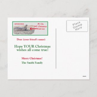 CUTE CHRISTMAS POSTCARD/  ALL I WANT FOR CHRISTMAS