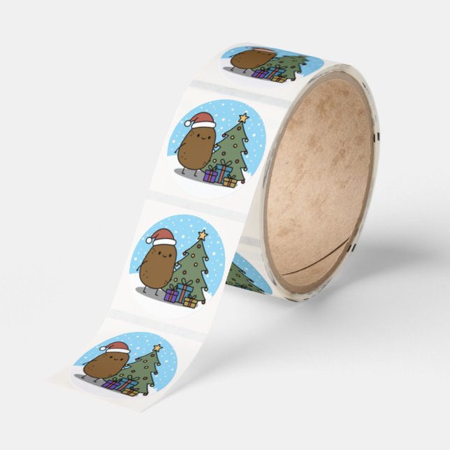 Cute Christmas Potato Classic Round Sticker (Roll)
