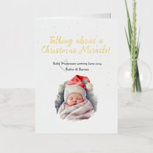 Cute Christmas Pregnancy announcement foil card